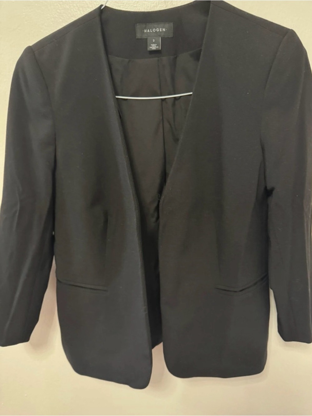 Halogen Black Collarless Open Blazer
